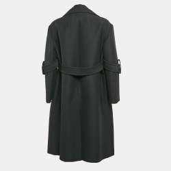 Celine Black Wool Patchwork Detail Open Coat M