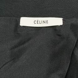 Celine Black Wool Patchwork Detail Open Coat M