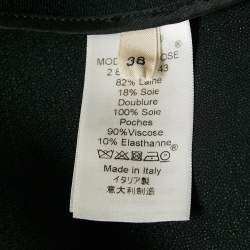 Celine Black Wool Patchwork Detail Open Coat M