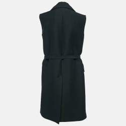 Celine Black Patchwork Detail Wool Sleeveless Coat S