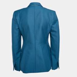 Pre Owned Celine Blue Wool Single Breasted Blazer M