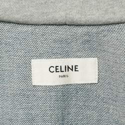 Pre Owned Celine Blue Logo Print Denim Hooded Sleeveless Jacket XS
