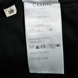 Pre Owned Celine Black Wool High Waist Tapered Trousers M