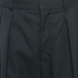 Pre Owned Celine Black Wool High Waist Tapered Trousers M