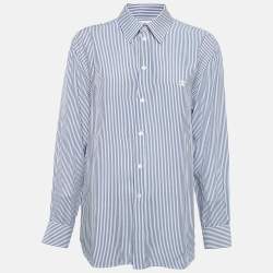 Celine Blue Striped  Modal Front Button Shirt M