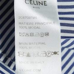 Celine Blue Striped  Modal Front Button Shirt M
