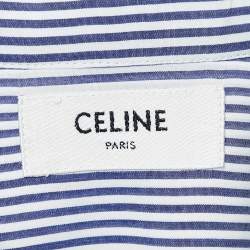 Celine Blue Striped  Modal Front Button Shirt M