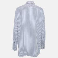 Celine Blue Striped  Modal Front Button Shirt M