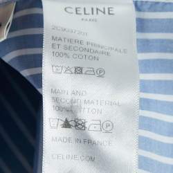 Celine Blue Striped Cotton Button Front Crop Shirt S