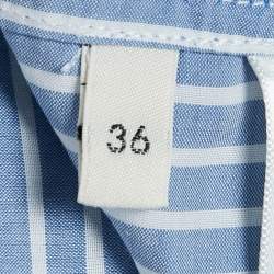 Celine Blue Striped Cotton Button Front Crop Shirt S