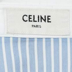 Celine Blue Striped Cotton Button Front Crop Shirt S