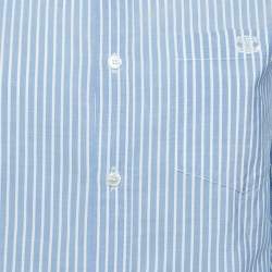 Celine Blue Striped Cotton Button Front Crop Shirt S