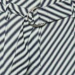 Pre Owned Celine Ecru/Black Diagonal Pattern Textured Pleated Trousers M