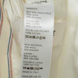 Pre Owned Celine Cream Striped Wool Double Breasted Blazer S