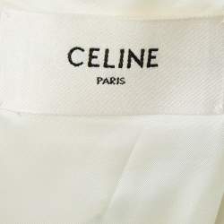 Pre Owned Celine Cream Striped Wool Double Breasted Blazer S
