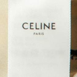 Celine Beige Logo Scribble Print Silk Hooded Blouse S