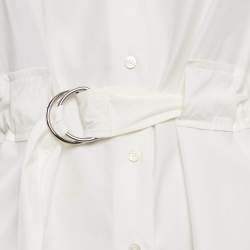 مملوكة مسبقًا Celine White Cotton Waist Belt Detail Mini Dress M