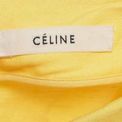 Celine Yellow Linen Blend Pleated Cut-Out Maxi Dress M