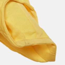 Celine Yellow Linen Blend Pleated Cut-Out Maxi Dress M