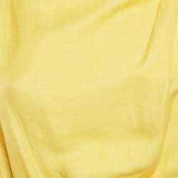 Celine Yellow Linen Blend Pleated Cut-Out Maxi Dress M