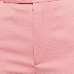 Celine Pink Wool Drill Wide-Leg Trousers S