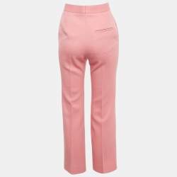 Celine Pink Wool Drill Wide-Leg Trousers S