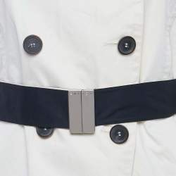 Pre Owned Celine White Cotton Blend Double Breasted Trench Coat L