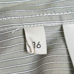 Celine Grey Striped Silk Button Front Shirt S 