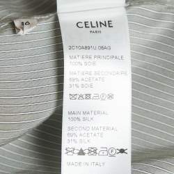 Celine Grey Striped Silk Button Front Shirt S 