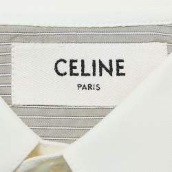Celine Grey Striped Silk Button Front Shirt S 