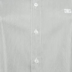 Celine Grey Striped Silk Button Front Shirt S 