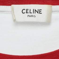 Pre Owned Celine White Logo Print Jersey T-Shirt S