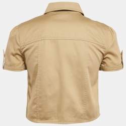 مملوكة مسبقًا Celine Brown Cotton Crop Shirt S