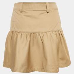 Celine Brown Cotton Flared Mini Skirt S