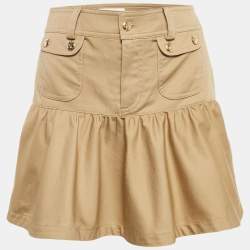 Celine Brown Cotton Flared Mini Skirt S