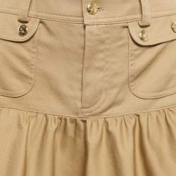 Celine Brown Cotton Flared Mini Skirt S