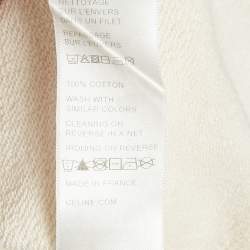 Pre Owned Celine Off-White Logo Print Cotton Knit Hoodie XS