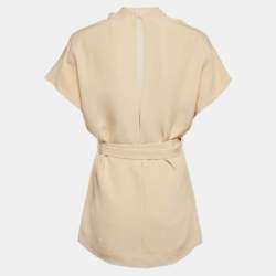 Pre Owned Celine Cream Silk Tie-Up Detail Mini Dress M
