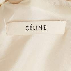 Pre Owned Celine Cream Silk Tie-Up Detail Mini Dress M