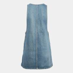 Celine Blue Washed Denim Mini Dungaree Dress XS