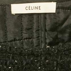 Celine Black Wool Blend Tweed Cape M