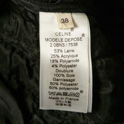 Celine Black Wool Blend Tweed Cape M