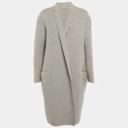 Celine Grey Cashmere Open Front Long Coat S