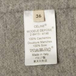 Celine Grey Cashmere Open Front Long Coat S