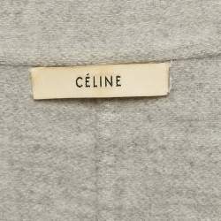 Celine Grey Cashmere Open Front Long Coat S