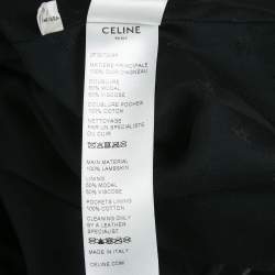 Pre Owned Celine Black Leather Doble Breasted Jacket S