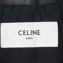 Pre Owned Celine Black Leather Doble Breasted Jacket S
