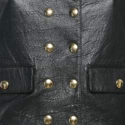 Pre Owned Celine Black Leather Doble Breasted Jacket S