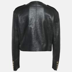 Pre Owned Celine Black Leather Doble Breasted Jacket S