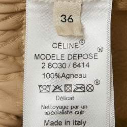 Pre Owned Celine Beige Leather Drawstring Detail Coat S